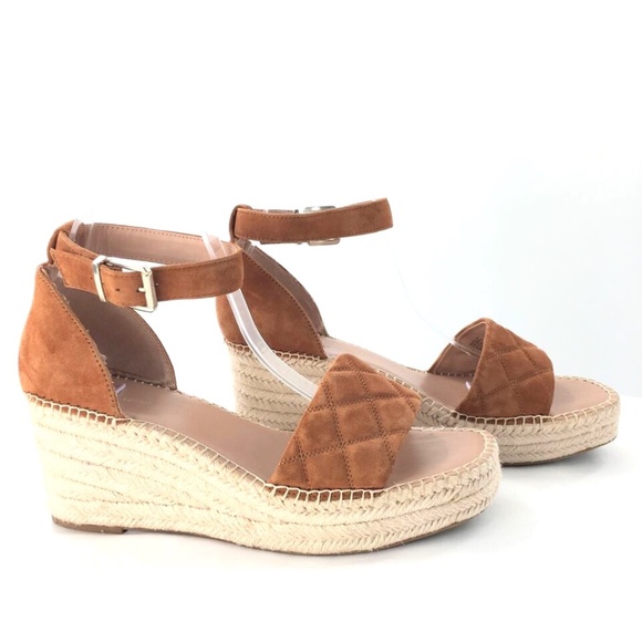 Nordstrom Espadrille Sandal High Wedge Brown Suede Platform Sz 10M - Picture 1 of 13